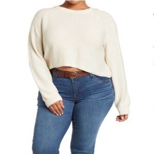 TWO SIZES AVAILABLE: Abound Ivory Dove Cropped Crewneck Sweater